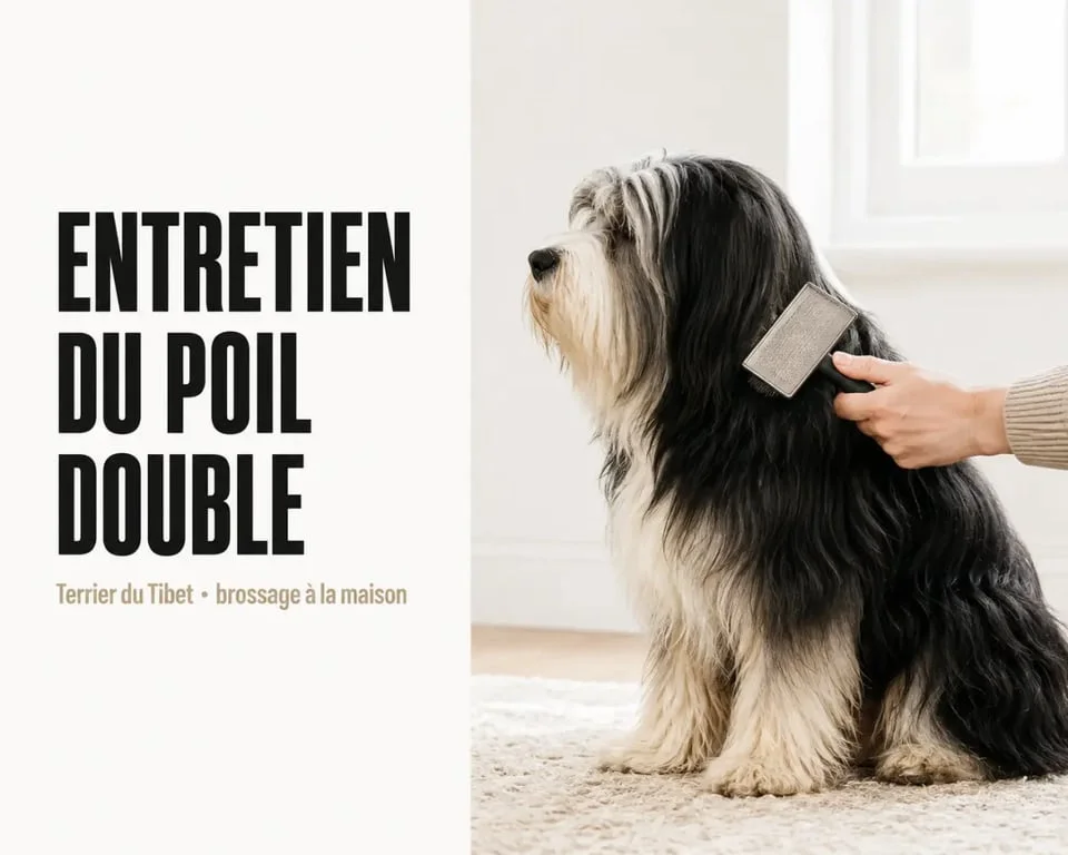 Entretien du Terrier du Tibet avec brossage du poil double à la maison